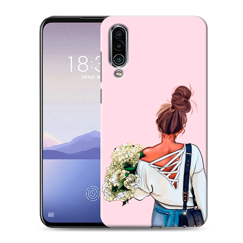 Силиконовый чехол на Meizu 16Xs с принтом Девушка и букет Силиконовый чехол на Meizu 16Xs с принтом Девушка и букет