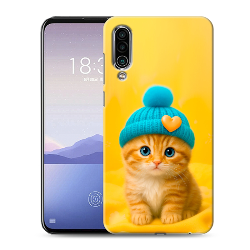 Силиконовый чехол на Meizu 16Xs с принтом Котенок в шапке Силиконовый чехол на Meizu 16Xs с принтом Котенок в шапке