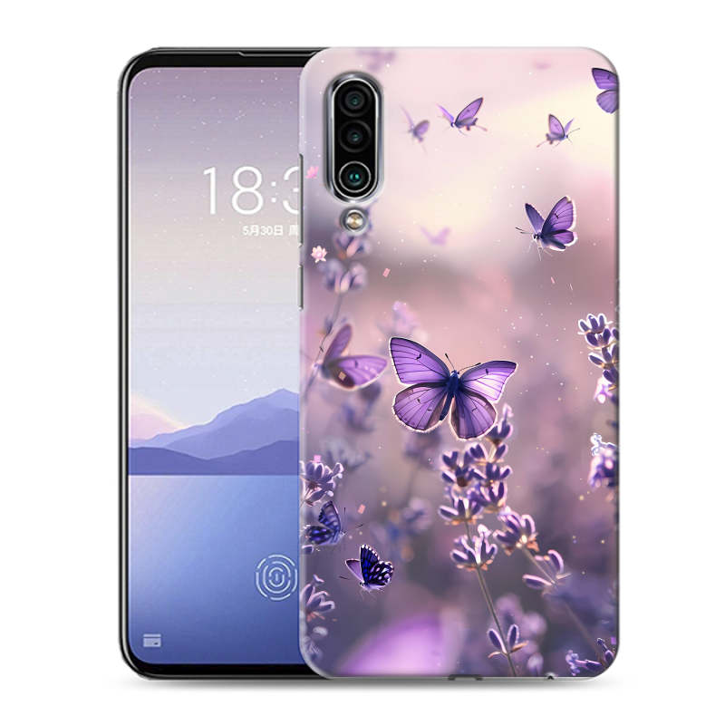 Силиконовый чехол на Meizu 16Xs с принтом бабочки и лаванда Силиконовый чехол на Meizu 16Xs с принтом бабочки и лаванда