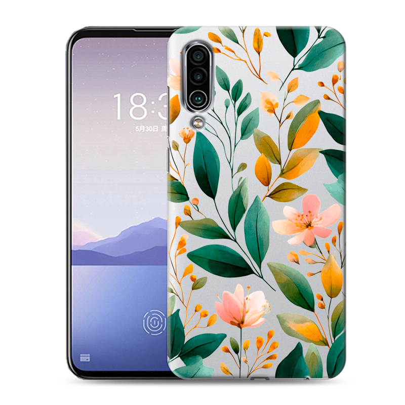 Силиконовый чехол на Meizu 16Xs с принтом Цветы паттерн Силиконовый чехол на Meizu 16Xs с принтом Цветы паттерн