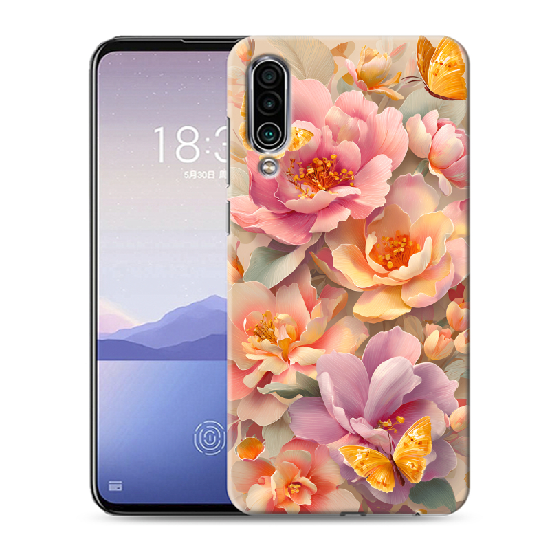 Силиконовый чехол на Meizu 16Xs с принтом Цветы и бабочки Силиконовый чехол на Meizu 16Xs с принтом Цветы и бабочки