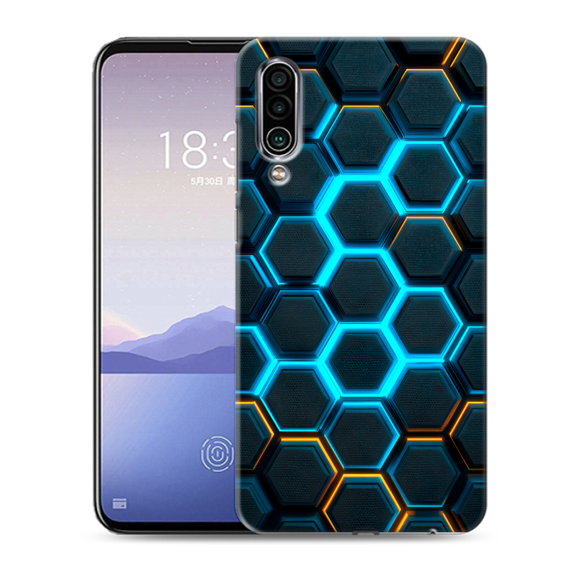 Силиконовый чехол на Meizu 16Xs с принтом Неоновые соты Силиконовый чехол на Meizu 16Xs с принтом Неоновые соты