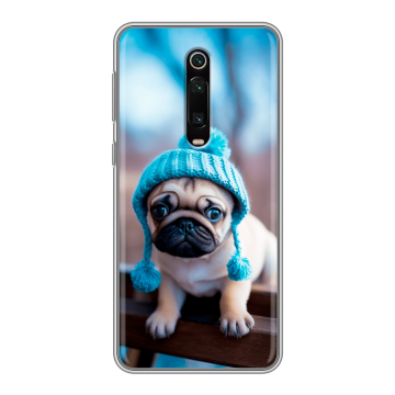Силиконовый чехол на Xiaomi Mi 9T с принтом Мопс в шапке