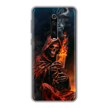 Силиконовый чехол на Xiaomi Mi 9T с принтом Скелет и карты