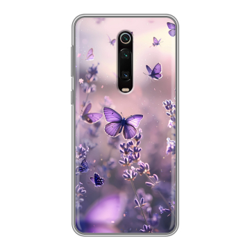 Силиконовый чехол на Xiaomi Mi 9T с принтом бабочки и лаванда Силиконовый чехол на Xiaomi Mi 9T с принтом бабочки и лаванда