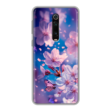 Силиконовый чехол на Xiaomi Mi 9T с принтом цветы бабочки