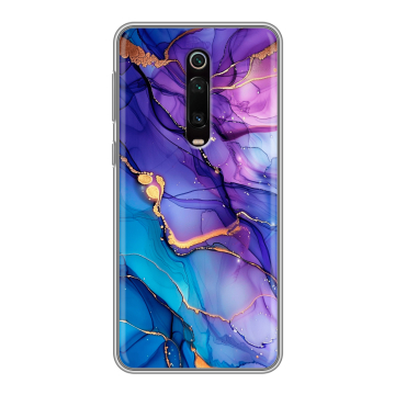 Силиконовый чехол на Xiaomi Mi 9T с принтом синий мрамор