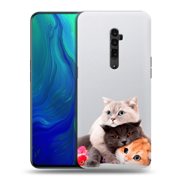 Пластиковый чехол на OPPO Reno 10x Zoom с принтом Кошки Пластиковый чехол на OPPO Reno 10x Zoom с принтом Кошки