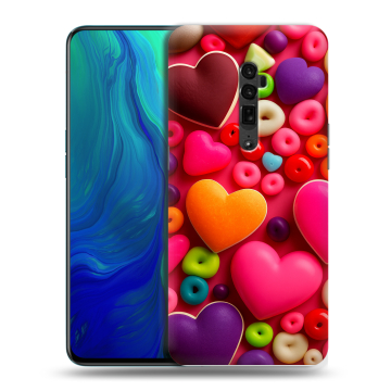 Пластиковый чехол на OPPO Reno 10x Zoom с принтом Сердечки
