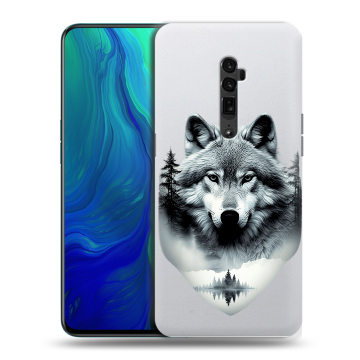 Пластиковый чехол на OPPO Reno 10x Zoom с принтом Волк в лесу