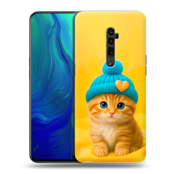 Пластиковый чехол на OPPO Reno 10x Zoom с принтом Котенок в шапке