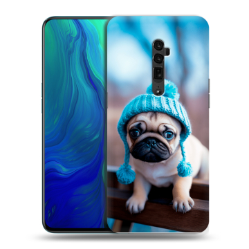 Пластиковый чехол на OPPO Reno 10x Zoom с принтом Мопс в шапке