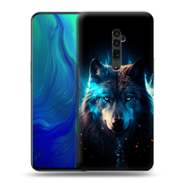 Пластиковый чехол на OPPO Reno 10x Zoom с принтом Волк ночной