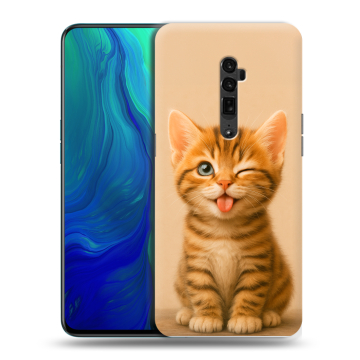 Пластиковый чехол на OPPO Reno 10x Zoom с принтом котенок