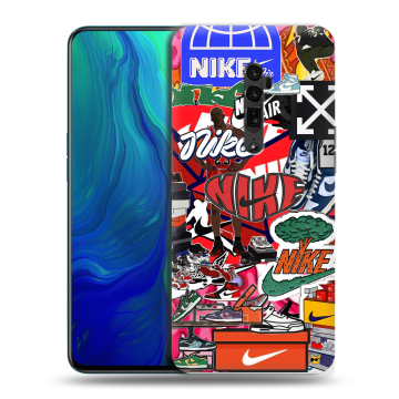 Пластиковый чехол на OPPO Reno 10x Zoom с принтом Найк Nike яркий