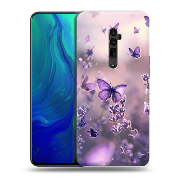 Пластиковый чехол на OPPO Reno 10x Zoom с принтом бабочки и лаванда