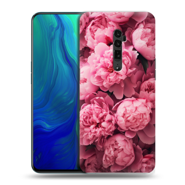 Пластиковый чехол на OPPO Reno 10x Zoom с принтом цветы пионы