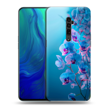 Пластиковый чехол на OPPO Reno 10x Zoom с принтом голубые орхидеи