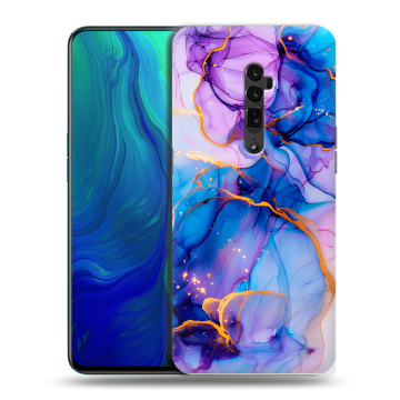 Пластиковый чехол на OPPO Reno 10x Zoom с принтом синий мрамор