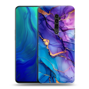 Пластиковый чехол на OPPO Reno 10x Zoom с принтом синий мрамор