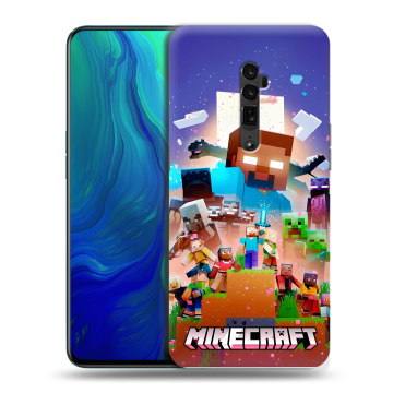 Пластиковый чехол на OPPO Reno 10x Zoom с принтом Майнкрафт Minecraft