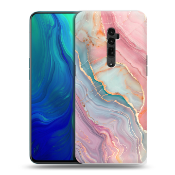 Пластиковый чехол на OPPO Reno 10x Zoom с принтом розовый мрамор