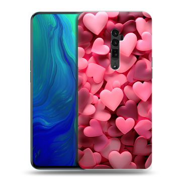 Пластиковый чехол на OPPO Reno 10x Zoom с принтом розовые сердечки