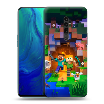 Пластиковый чехол на OPPO Reno 10x Zoom с принтом Майнкрафт Minecraft
