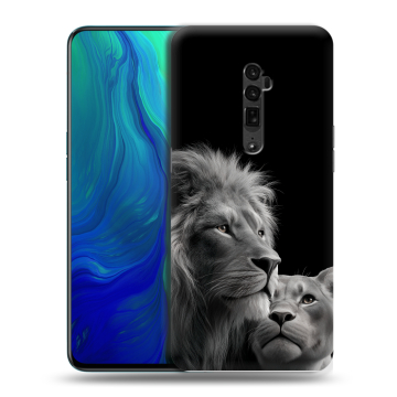 Пластиковый чехол на OPPO Reno 10x Zoom с принтом Лев кошки