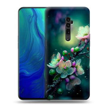 Пластиковый чехол на OPPO Reno 10x Zoom с принтом Цветы и мрамор
