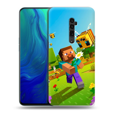 Пластиковый чехол на OPPO Reno 10x Zoom с принтом Майнкрафт Minecraft
