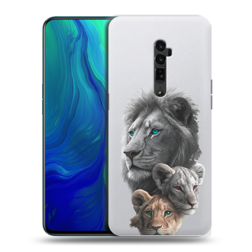 Пластиковый чехол на OPPO Reno 10x Zoom с принтом Львы