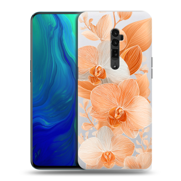Пластиковый чехол на OPPO Reno 10x Zoom с принтом Бежевые цветы