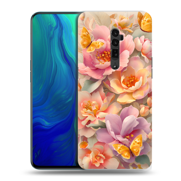 Пластиковый чехол на OPPO Reno 10x Zoom с принтом Цветы и бабочки