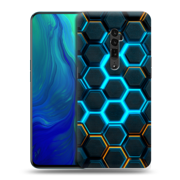 Пластиковый чехол на OPPO Reno 10x Zoom с принтом Неоновые соты