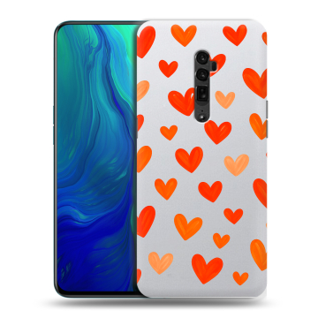 Пластиковый чехол на OPPO Reno 10x Zoom с принтом Сердечки