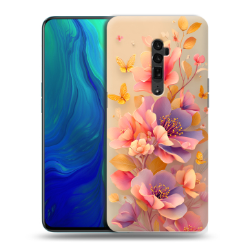 Пластиковый чехол на OPPO Reno 10x Zoom с принтом Цветы и бабочки