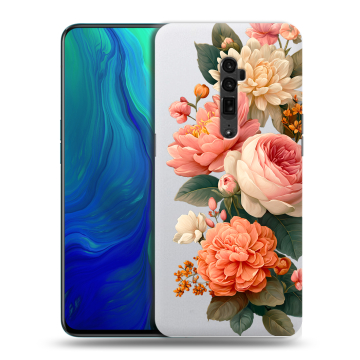 Пластиковый чехол на OPPO Reno 10x Zoom с принтом цветы