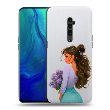 Пластиковый чехол на OPPO Reno 10x Zoom с принтом девушка цветы