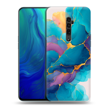 Пластиковый чехол на OPPO Reno 10x Zoom с принтом Мрамор блестки