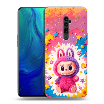 Пластиковый чехол на OPPO Reno 10x Zoom с принтом Labubu Лабубу