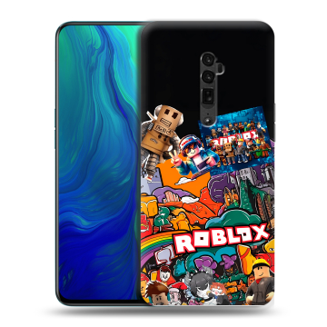 Пластиковый чехол на OPPO Reno 10x Zoom с принтом Roblox Роблокс