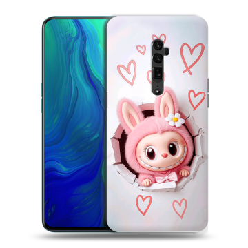 Пластиковый чехол на OPPO Reno 10x Zoom с принтом Labubu Лабубу