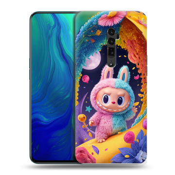 Пластиковый чехол на OPPO Reno 10x Zoom с принтом Labubu Лабубу