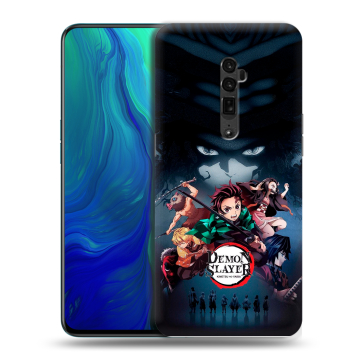 Пластиковый чехол на OPPO Reno 10x Zoom с принтом Demon Slayer Клинок рассекающий демонов