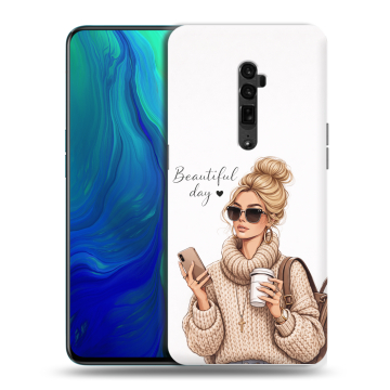 Пластиковый чехол на OPPO Reno 10x Zoom с принтом женский