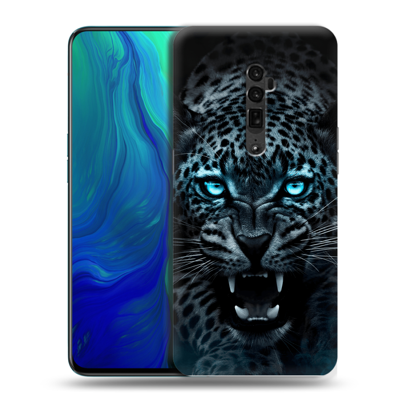 Пластиковый чехол на OPPO Reno 10x Zoom с принтом Темный леопард Пластиковый чехол на OPPO Reno 10x Zoom с принтом Темный леопард