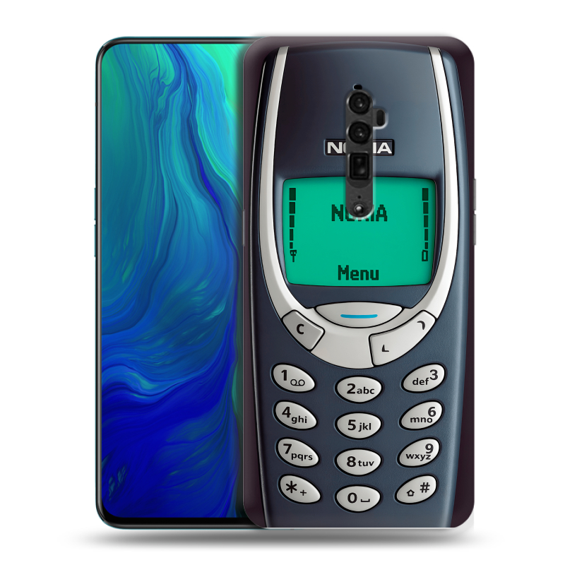 Пластиковый чехол на OPPO Reno 10x Zoom с принтом Старый телефон Пластиковый чехол на OPPO Reno 10x Zoom с принтом Старый телефон