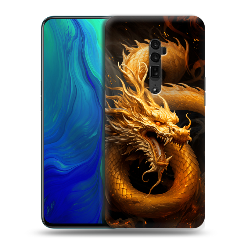 Пластиковый чехол на OPPO Reno 10x Zoom с принтом Золотой дракон Пластиковый чехол на OPPO Reno 10x Zoom с принтом Золотой дракон