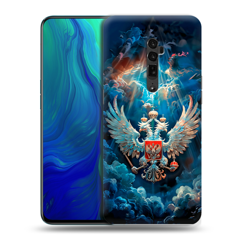 Пластиковый чехол на OPPO Reno 10x Zoom с принтом Герб флаг России Пластиковый чехол на OPPO Reno 10x Zoom с принтом Герб флаг России